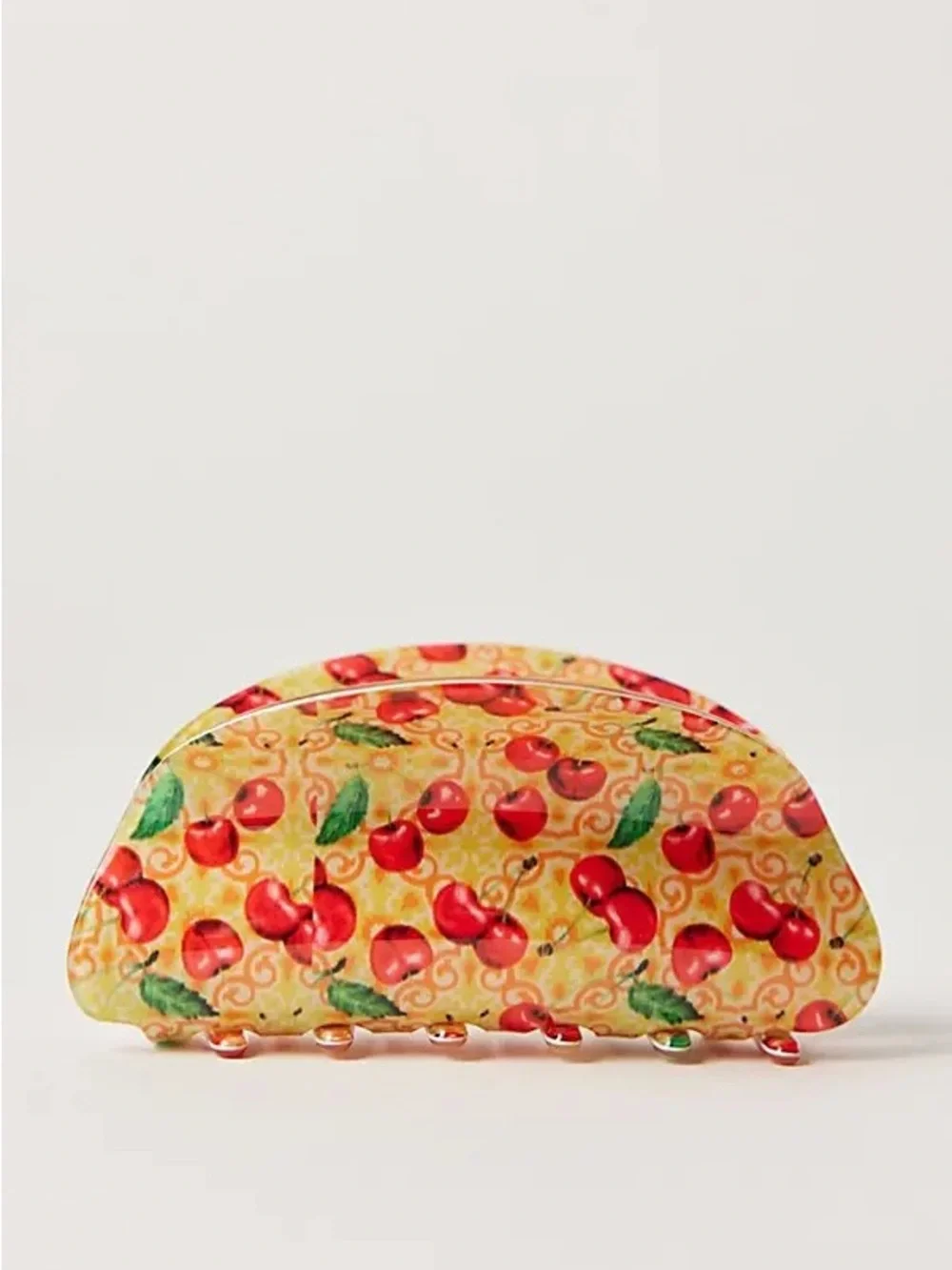 Free People Well Traveled Claw Clip Cherry Tree Yellow Red Pattern Hair NEW NWT